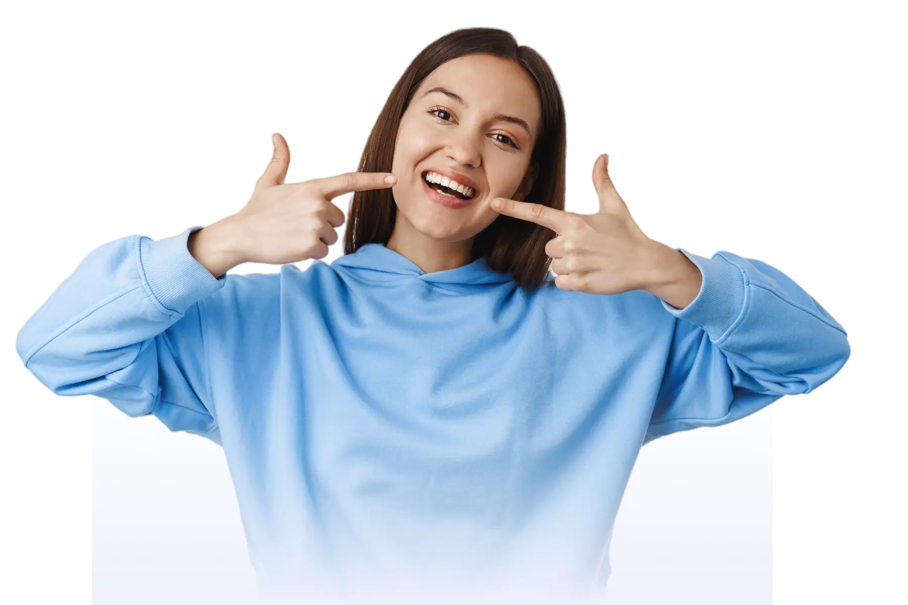 Happy dental patient giving thumbs up after treatment in Turkey