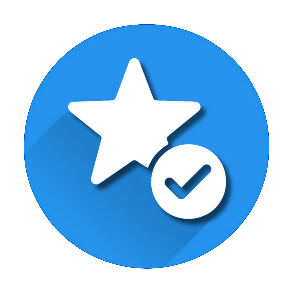 Lifetime dental check-up icon with star and tick symbol